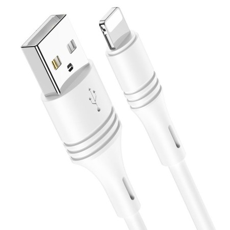 Cable Borofone BX43, Lightning - USB, 2.4 A, 1 m, PVC braid, white-1