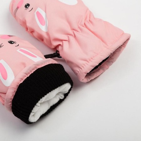 Winter nursery mittens minku, light pink color, size 16 (18 cm)-2