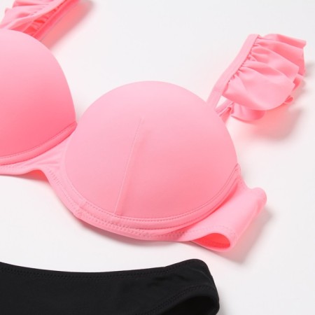 Swimsuit female separate minku color pink-black, size 46-7