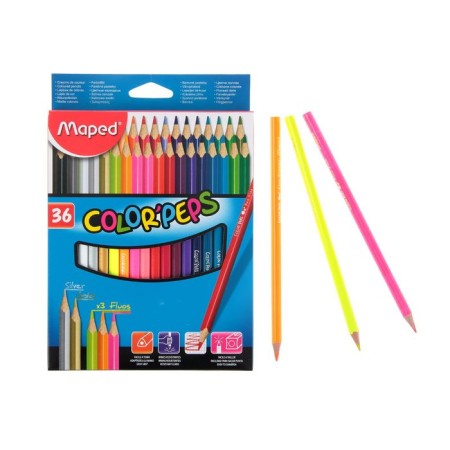 Three -sided pencils, 36 colors, Maped Color Peps