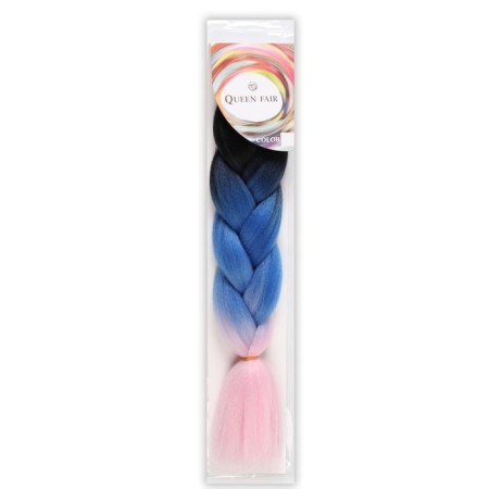 Zumba Kanecalon is three-colored, corrugated, 60 cm, 100 g, black/blue/light pink (#CY4)-2