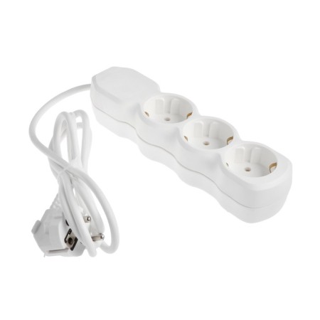 Extension cord Luazon Lighting Eco, 3 sockets, 1.7 m, 10 A, 2200 W, PVS 3x0.75 mm2, s/c, white-1