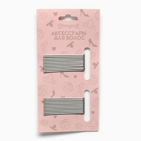 Invisibility for hair silver, 24 pieces, 5 cm, set, princesses-3