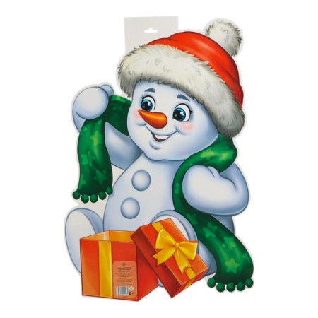 Poster of a cut -off "Snowman with a scarf" Bilateral, 49 x 39 cm-1