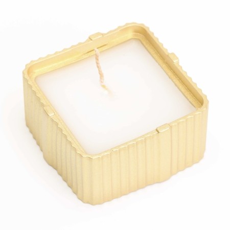 Candle "Square" in a candlestick with narrow faces of gypsum, 7.5x3.5cm, gold-3