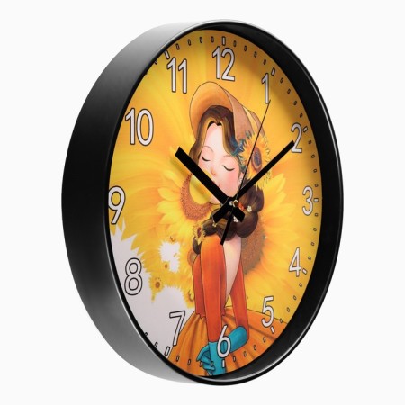 Wall clock "Girl with sunflower", D-30 cm, smooth move-1