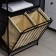 A rack with a dual laundry basket and crossbars, 2-tier, black color, 60x35x160 cm 1065649