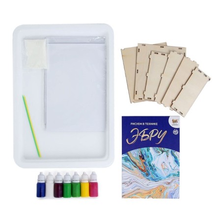 Set for creativity "draw in the EBRU technique", A4 + woodcock box format-1