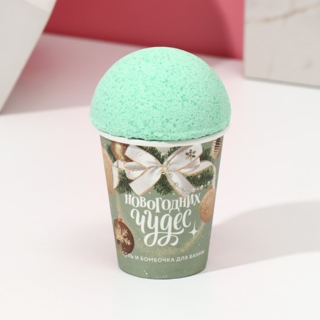 Gift set of Cosmetics "New Year's Miracles!", Bath salt and a bathtub bomb, pure happiness-3