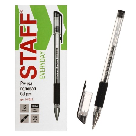 Gel pen 0.5 mm staff, rubber holder, black rod