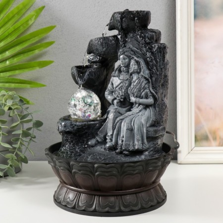The desktop fountain from the network, the backlight "Krishna and Radha are sitting at the waterfall" 20x20x30 cm-2