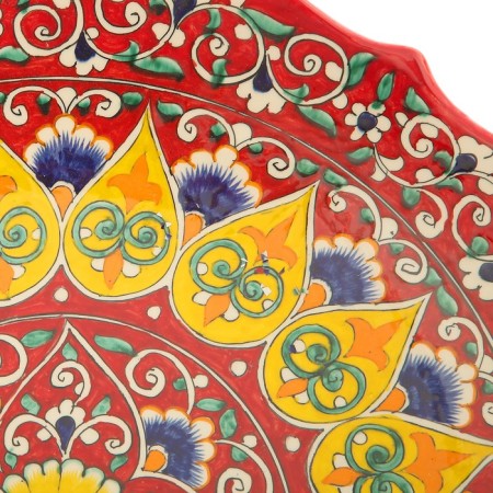 Largan Rishtan ceramics "Flowers", 41 cm, red, corrugated-5
