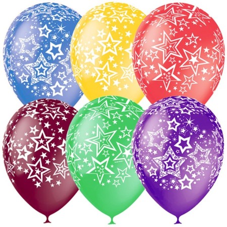 Shar Latex 12 "Stars", decorator, 5-hand, set 25 pcs., Mix