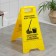 The sign "Attention! Cleaning is going on, 61 × 30 cm, plastic, yellow color