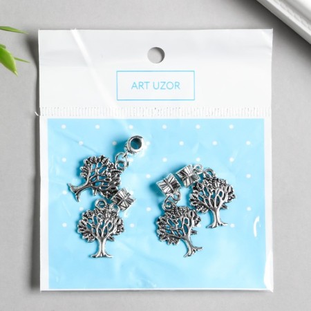 Bale with a suspension metal for creativity "tree" silver 3.4 cm-2