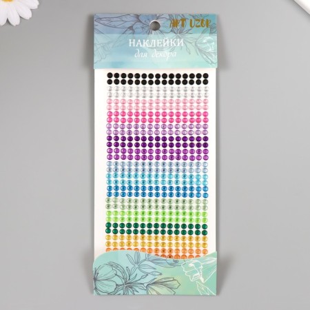 Stick plastic rhinestones "Rainbow 16 colors" d = 0.6 cm 32x10.5 cm