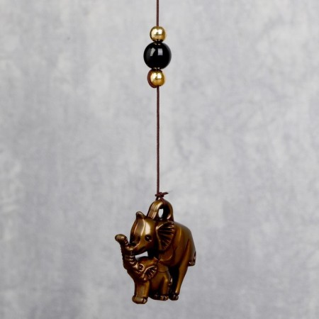 Wind Music Metal "Family Elephants" 3 bells 1 figure 38 cm-3