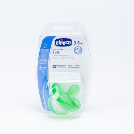 Silicone orthodontic dummy Physio Soft, from 0 to 6 months., Green color-1