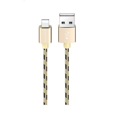 Cable Borofone BX24, Lightning - USB, 2.4 A, 1 m, nylon braid, golden-1