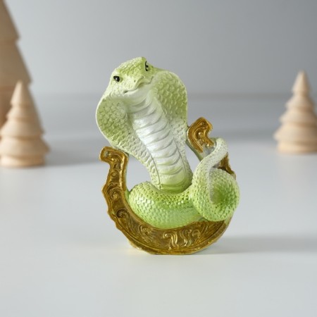 Polystone souvenir "Green cobra on horseshoe" 5x3.5x7.5 cm-4