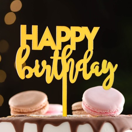 Topper "Happy Birthday 1", gold, give beautifully