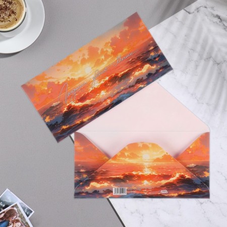 Envelope for the money "fulfilling the cherished dream" sunset 8.5x17 cm
