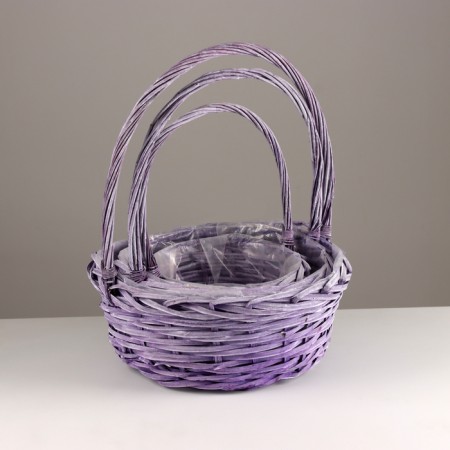 A set of baskets of 3 pcs, d34x14xh40 cm, lilac, willow-1