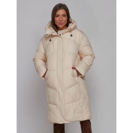 Coat insulated winter female, size 42, light-beige color-4