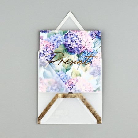 Postcard with an envelope "Gift", embossing, 7 x 7 cm-1