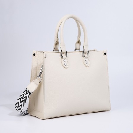 Bag Female Tout with zipper, white color-3