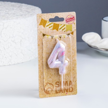 Candle in the “White Marble” cake, number “4”, 5.5 cm-1
