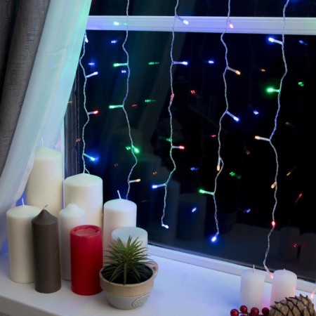Garland "Curtain" 2 × 1.5 m, IP20, transparent thread, 360 LED, glow of multi, 8 modes, 220 V-1