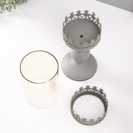 Summary Metal for 1 candle d = 10 cm "Siggerd" gray 11x11x30 cm-3