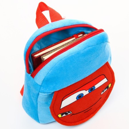 Blue backpack on a zipper, with a pocket, 19 x 22 cm "Lightning McCain", cars-3