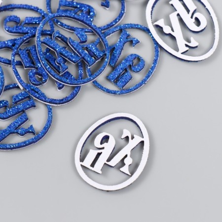 Decor "HB" on a glue base, blue color 3 × 2.5 cm (set 12 pcs)-1
