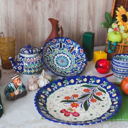 Rishtan ceramics "Patterns", 23 cm, blue-4