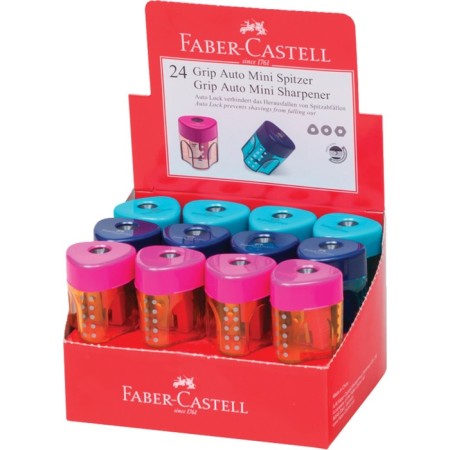 Plastic sharpener with "curtain" Faber-Castell Grip Auto mini, 1 hole, container. Mix