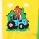 Children's raincoat, size l, 110-120 cm, blue tractor