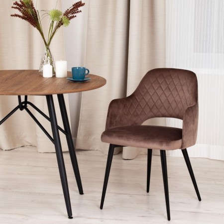 Valkyria Mod chair. 711 fabric/metal, 55x55x80cm, brown 12/black-6