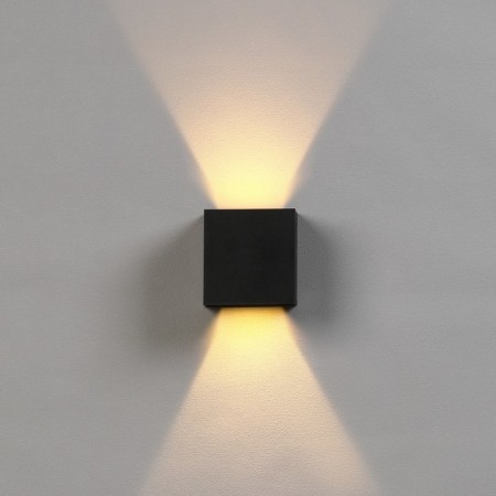 Facade lamp "Cube", FSD-063, 6 W, 3000K, Regulation. Ray, IP65, 220 V, plastic, black 100842-3