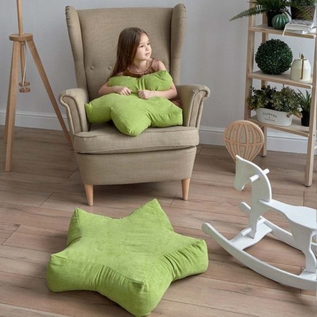 Decorative pillow "Stars", size 55x55x12 cm, green color-1