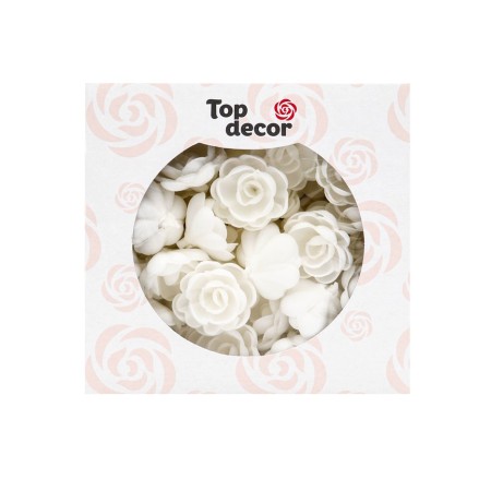 Wafer roses are white, small, complex, 70 pcs-1