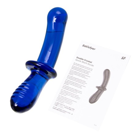 Satiffyer Double Crystal bilateral phallimitator, 19.5 cm, glass, blue color-11