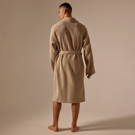 Wafel dressing gown men SL Home: Basic "Sabbia", size S, 100% cotton, 300 g/m2-8