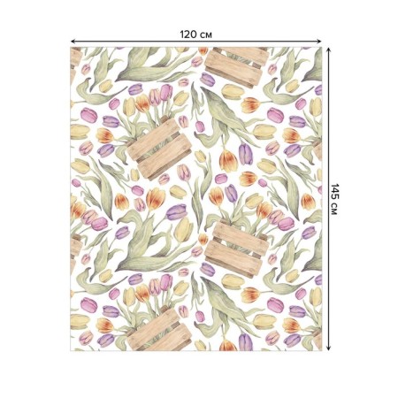 Gablip on the table "Tulips as a gift", rectangular, Saten, size 120x145 cm-1