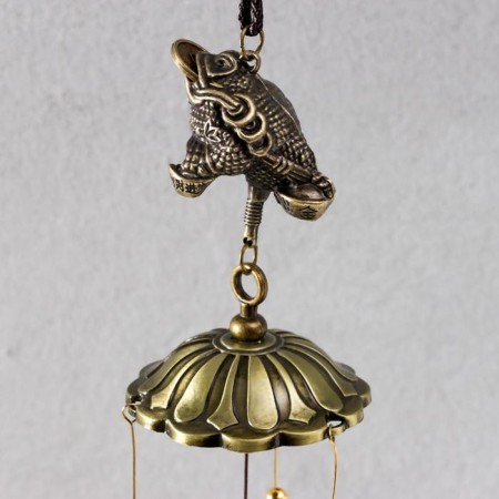Wind Music Metal "Cash toad with Monet" 3 bells 34x5.6x5.6 cm-1