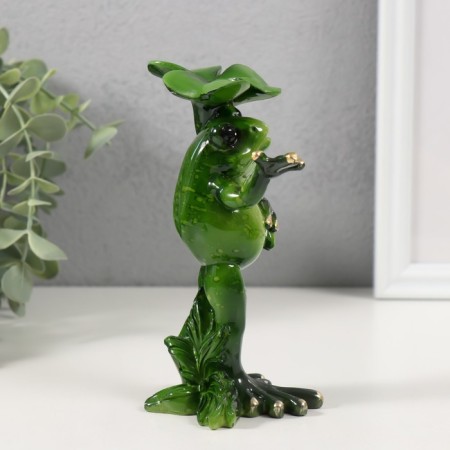 Souvenir Polystone Lak "The Frog is hiding from the rain" 8.5x5.8x14 cm-1