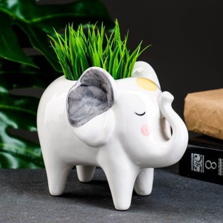 Kashpo "Elephant Plato" Bely, 16x9x13cm-1