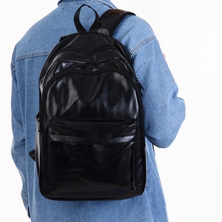 City backpack on a zipper, black color-6