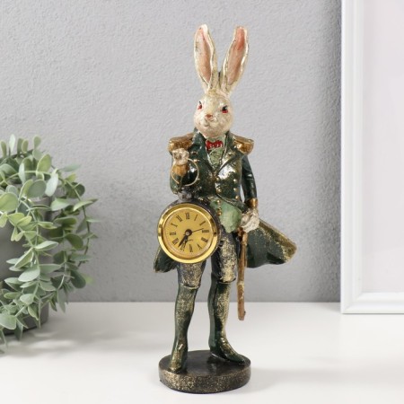 Polystone souvenir with the clock "Hare in the military camisole" 9.5x12x30 cm